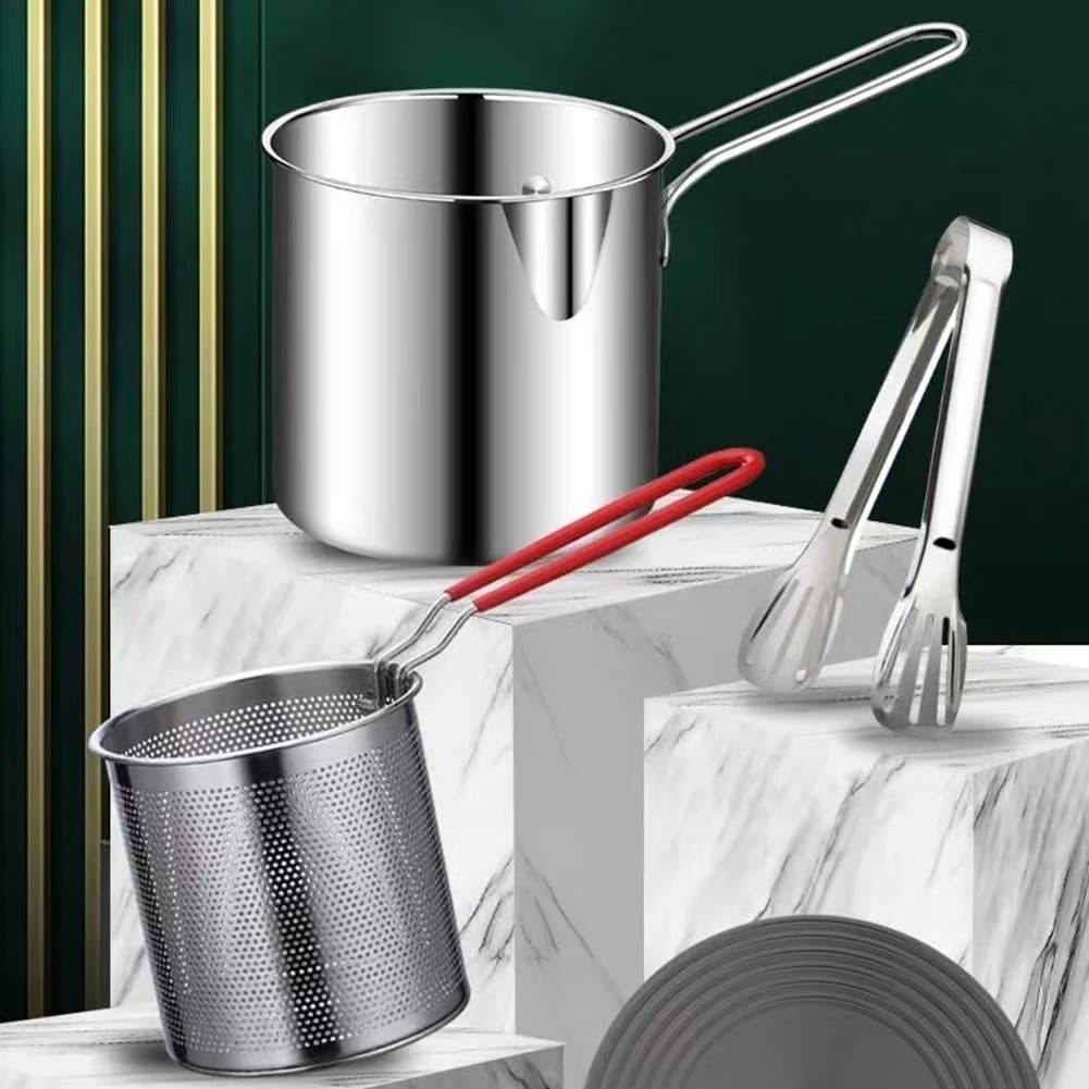 Pentola per friggere in acciaio inossidabile per cucina multifunzionale con friggitrice a rete filtrante per cucina domestica