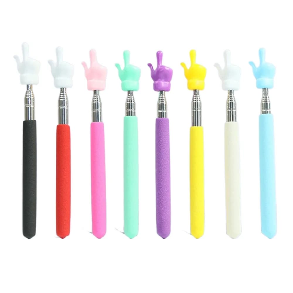 Stainless Steel Teaching Pointer Telescopic Rod Finger Design Teaching Stick Finger Reading Sticks Tools School Office Supplies