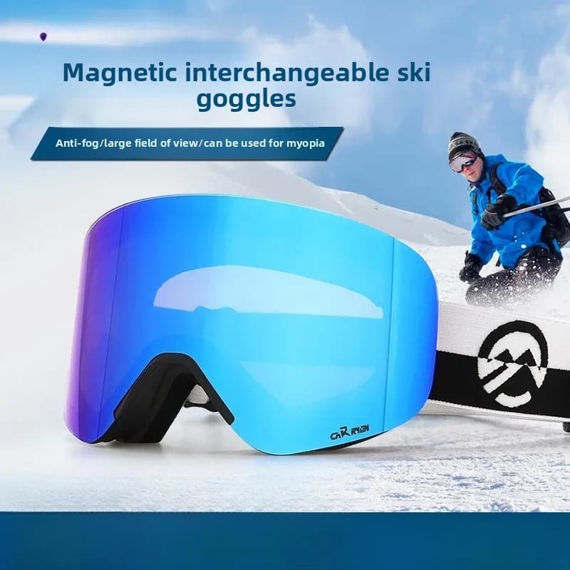 Occhiali da sci professionali Occhiali da neve senza cornice per adulti Lenti magnetiche sostituibili antiappannamento Occhiali da snowboard