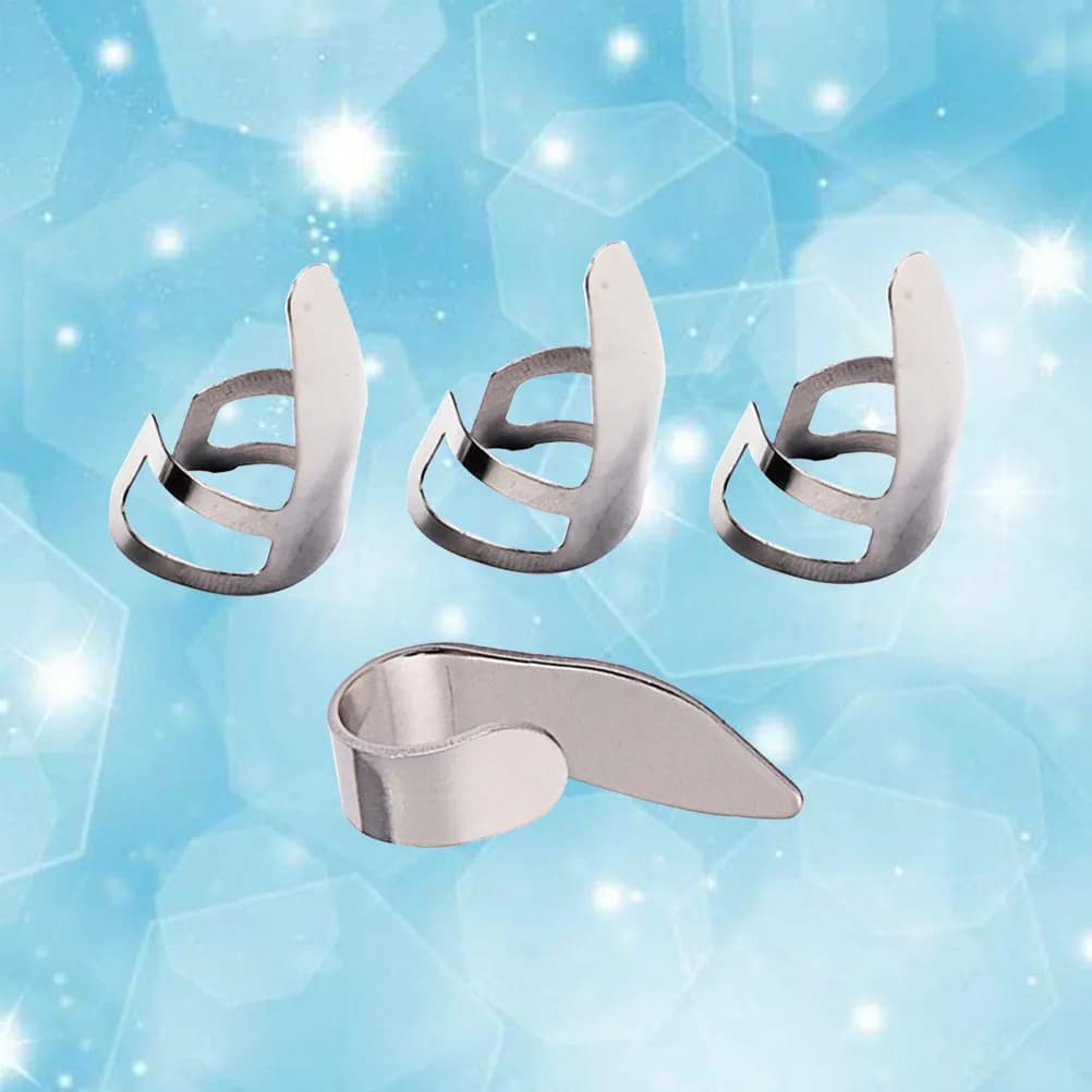 4Pcs Silver Stainless Steel Ultra Thin Lightweight Guitar Finger Picks for Professional Players Bassists and Collectors