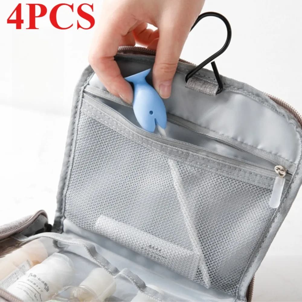 Portaspazzolino per pesci in silicone 4 pezzi portaoggetti in piedi coperchio protettivo per testina per spazzolino da viaggio portatile accessori per il bagno