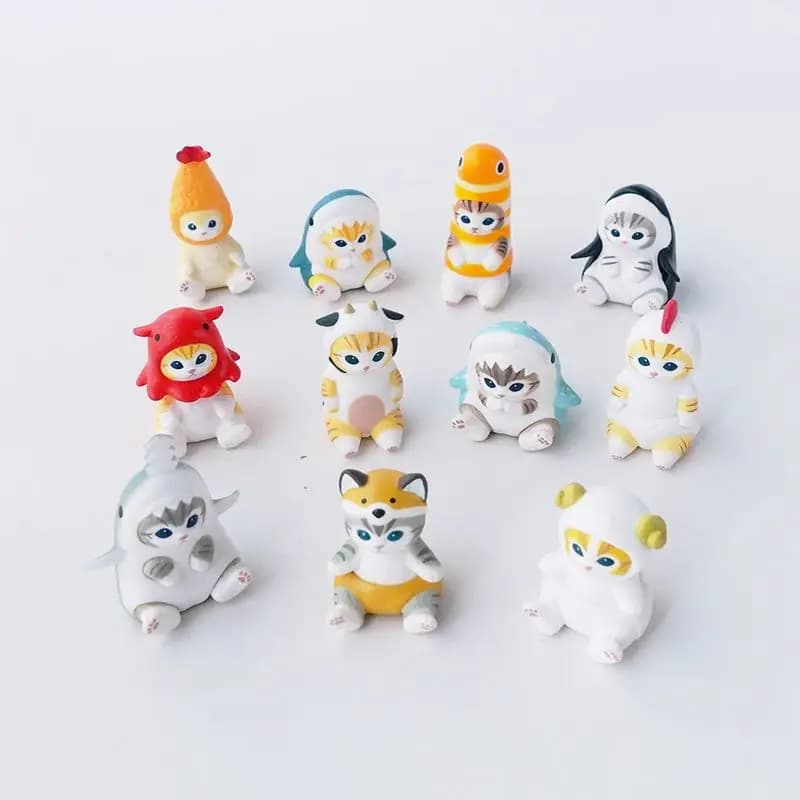Mofusand Ebi Nyan Shark Cat seduto Animali marini Serie Blind Box Cat Kawaii Action Figure Toy Decorazione del desktop Regalo a sorpresa
