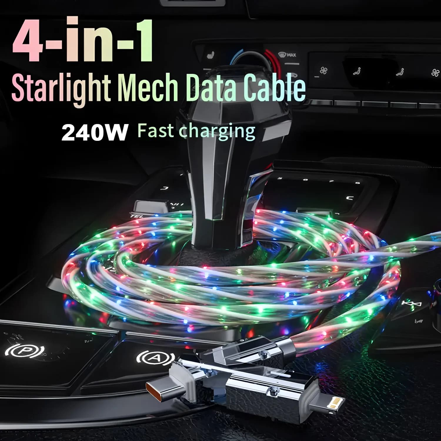 amzwn New 240W 2 To 2 USB PD to Type-C IOS RGB Luminescence Fast Charging Cable for IOS Type-C Cable MAX 1M PD Cable Data Line