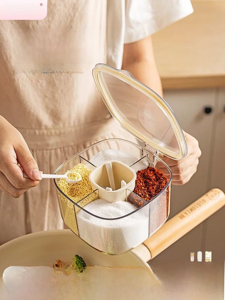 Set Moderno di Contenitori per Spezie da Cucina Multiuso Integrati, Contenitore per Sale e Pepe, Esaltatore di Sapori per Uso Domestico