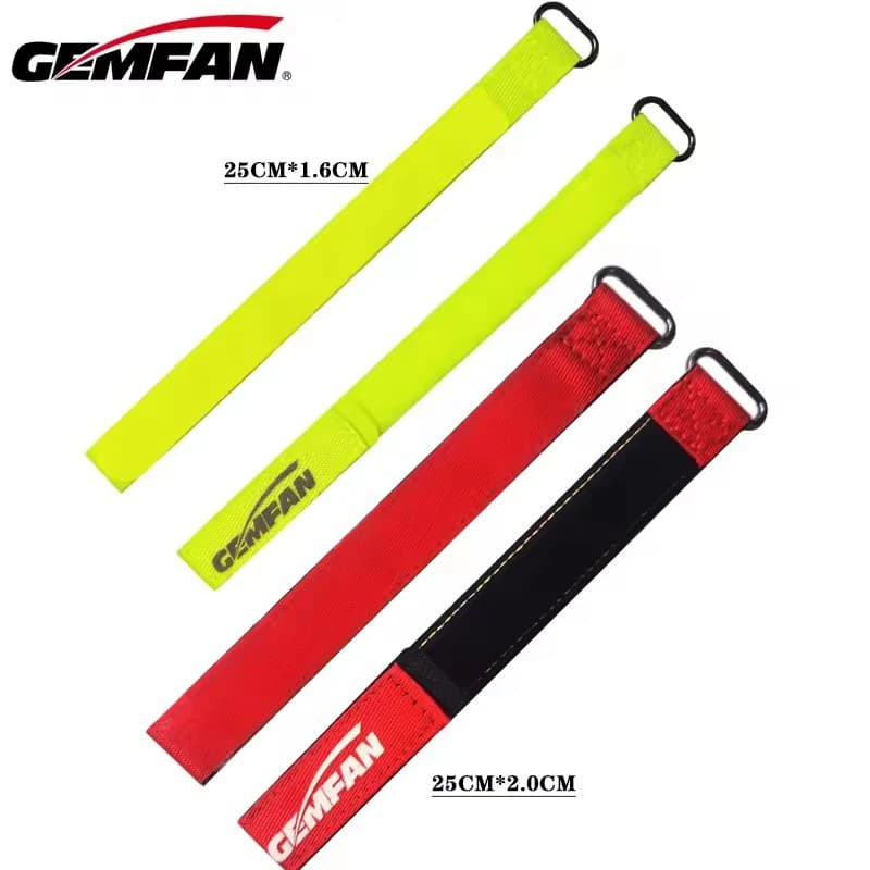2PCS Gemfan Battery Strap High Strength Anti-slip Lipo 16X250mm Fluo Yellow/20X250mm Red for FPV Freestyle Drone