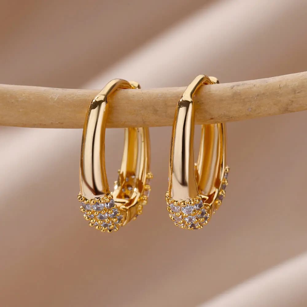 Orecchini ovali per le donne Orecchini impermeabili in acciaio inossidabile 2024 Tendenza elegante gioielli penetranti all'orecchio Freeshipping aretes mujer