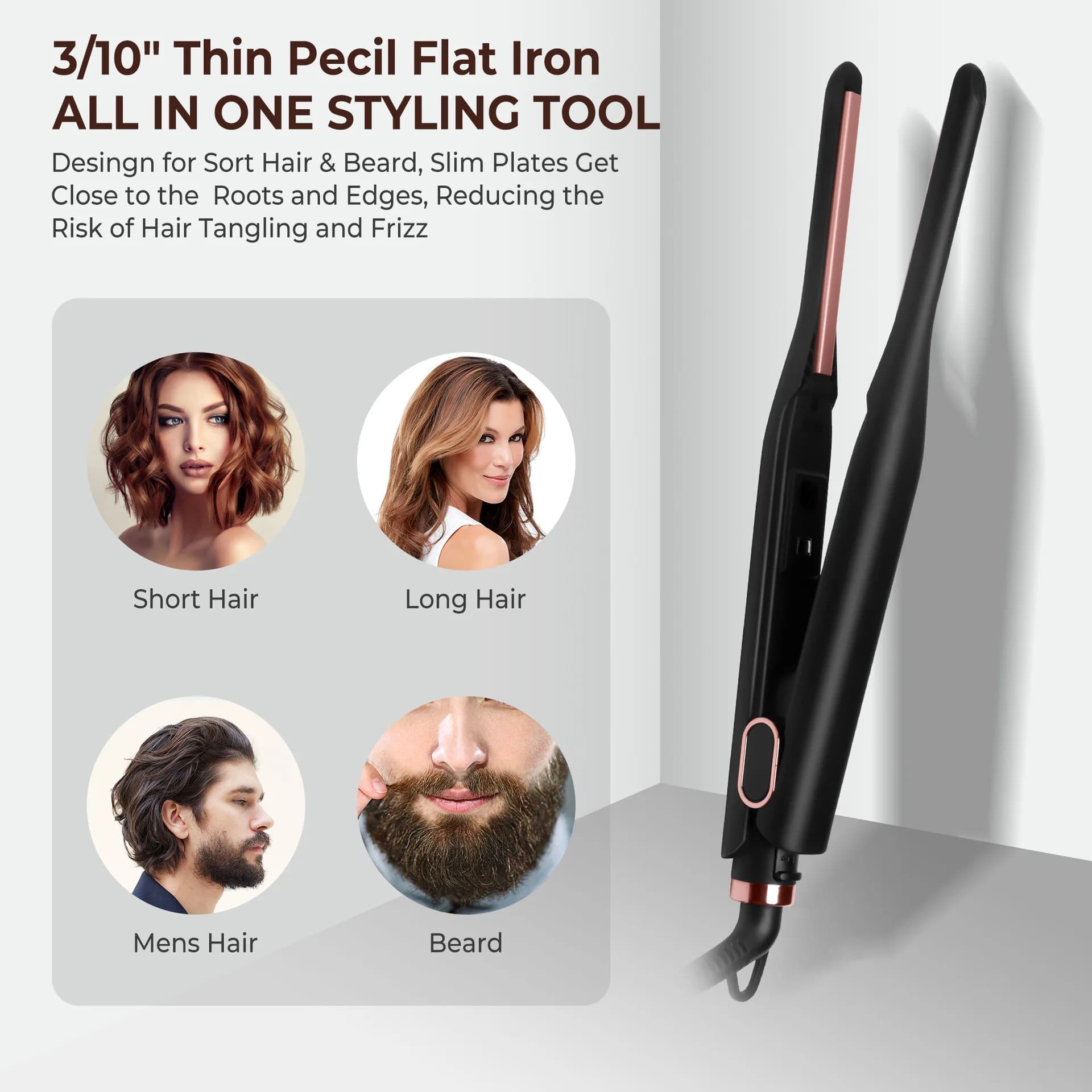 Mini piastra per capelli portatile a temperatura costante, versione stretta, arricciacapelli, stiracapelli, comoda per entrambe le funzioni