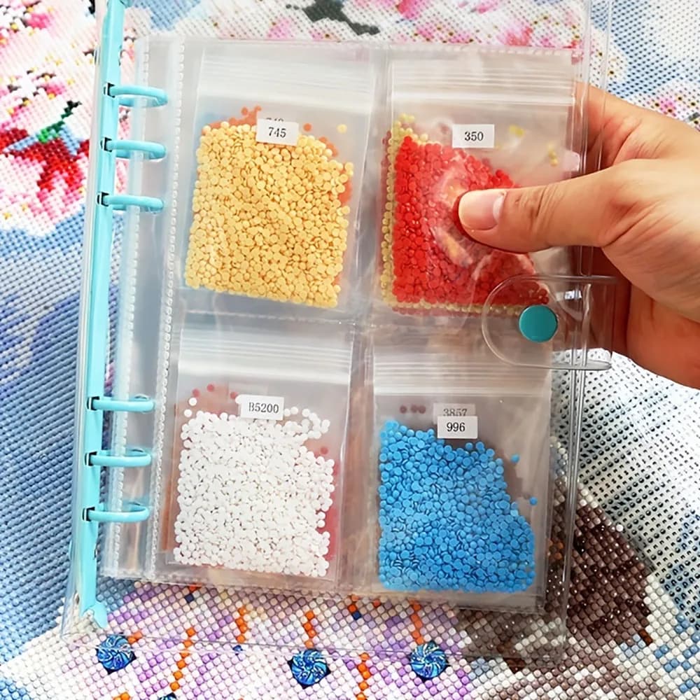 Libro Organizzatore A5 per Perline e Diamanti 5D con Pagine Trasparenti, per Organizzare Vari Tipi di Perline, Gioielli e Accessori per Nail Art