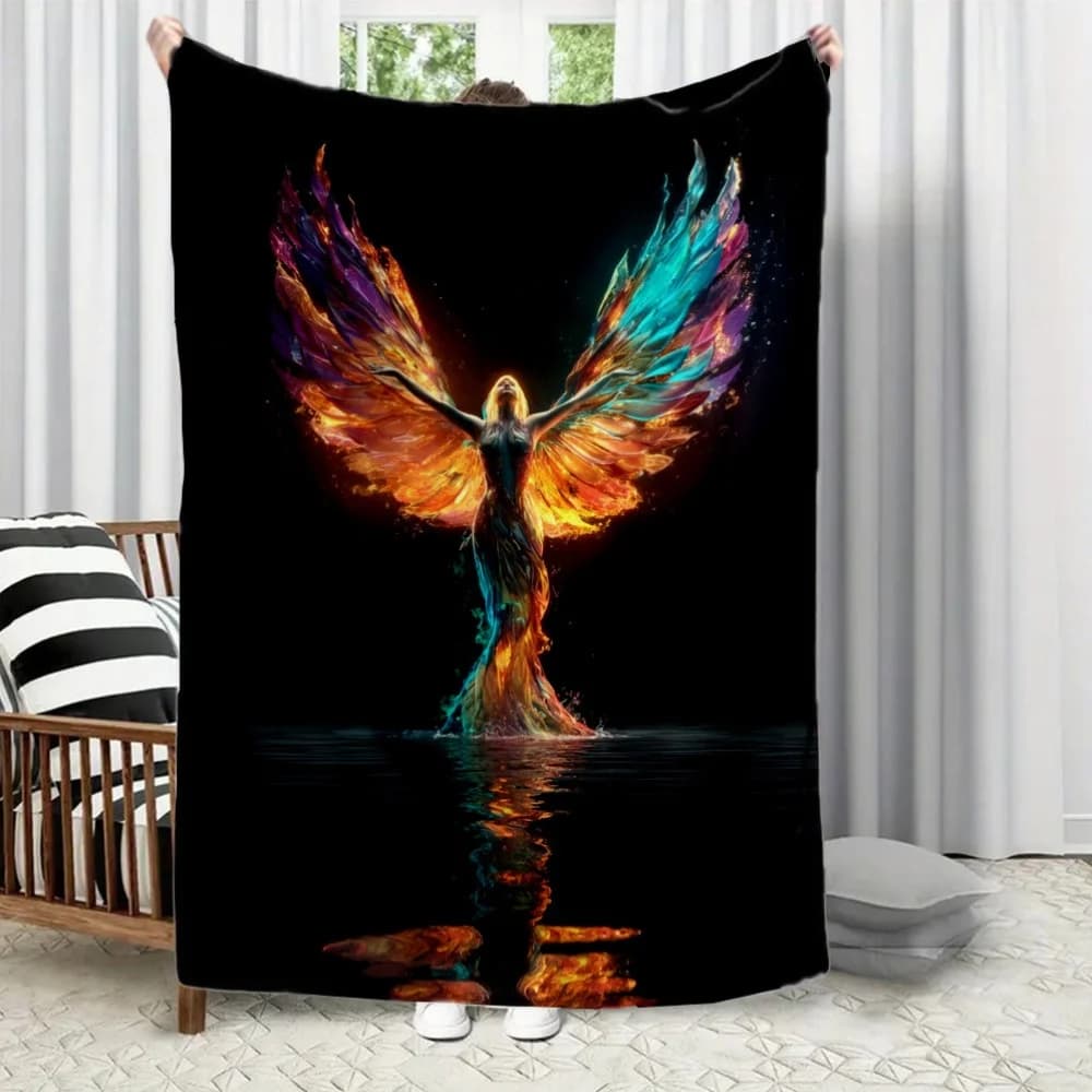 Women and Fireflies Design Flannel printed blanket suitable for all seasons suitable for living room office sofa and travel