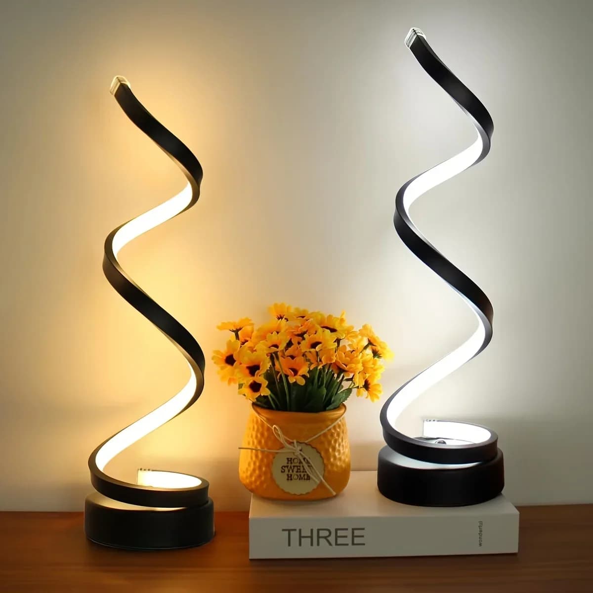 Lampada da Tavolo LED a Spirale Dimmerabile, Luce da Comodino a Luminosità Regolabile per Camera da Letto, Studio, Soggiorno, Ufficio, Illuminazione Decorativa per la Casa