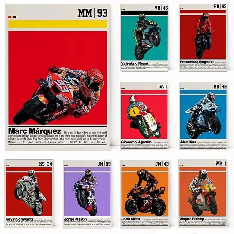 Modern Motorcycle Racing Sports Celebrity Wall Art for MotoGP Fans Canvas Painting Poster Decor for Bedroom Living Room Offic