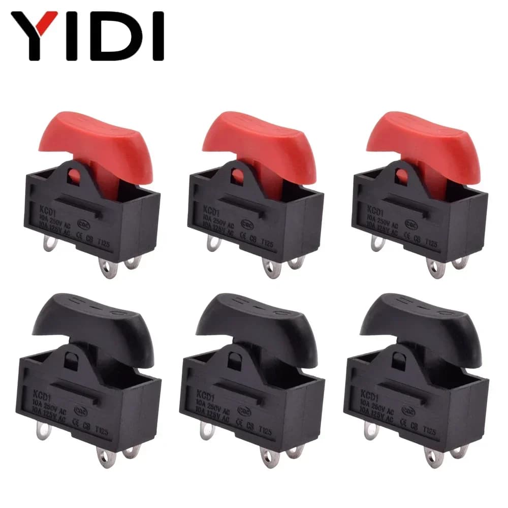 5 pieces 10 pieces 3 pins 3 positions accessories for hair dryer barbell switch for boat ON OFF snap 10A 250VAC button switch black red power supply