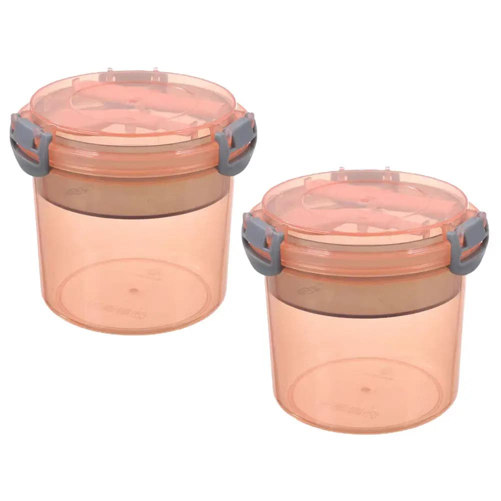 Set di 2 Contenitori per Overnight Oats, Premium, Ermetici, con Coperchio e Cucchiaio, per Colazione, Preparazione Pasti, Palestra, Viaggi, Casa, Ufficio