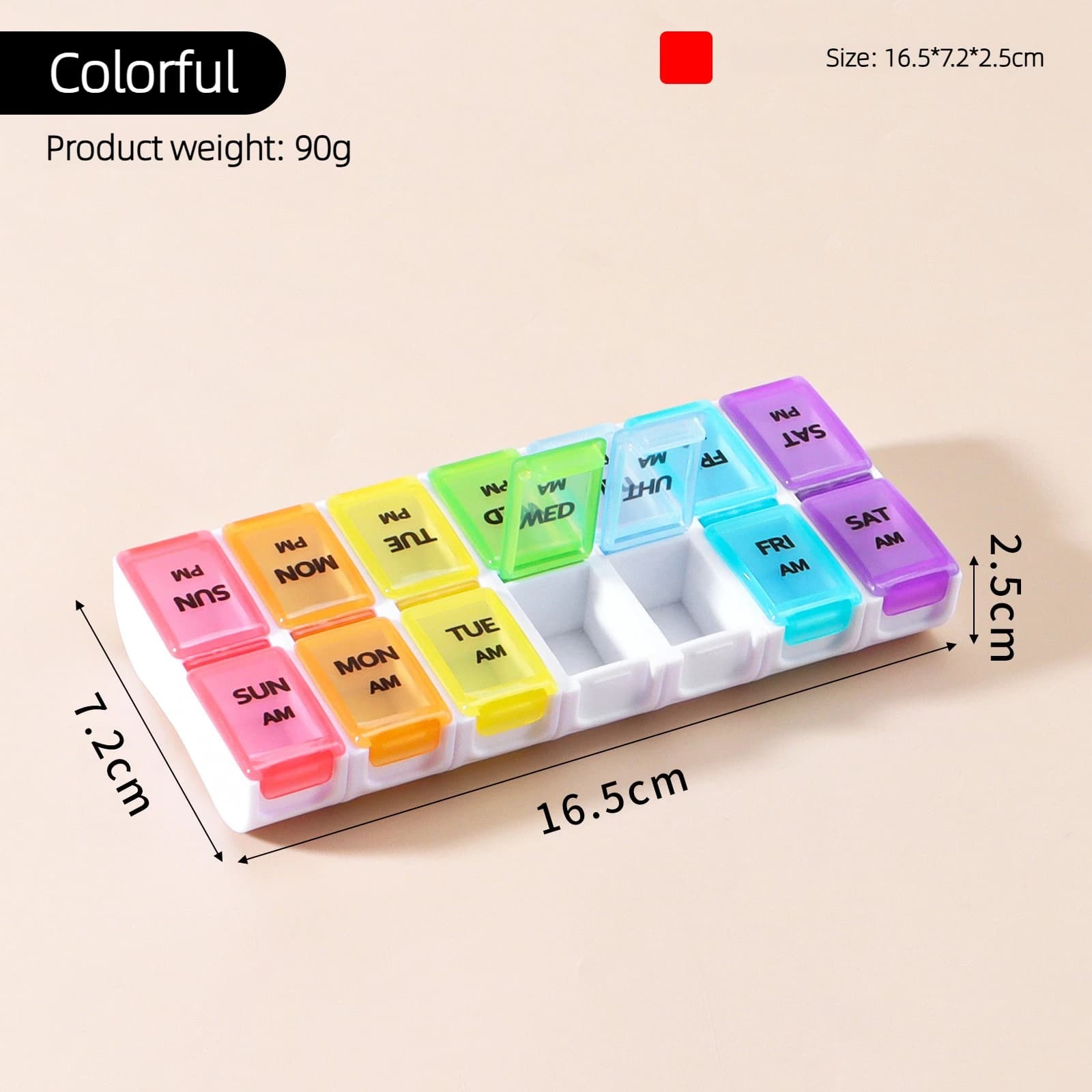 Portapillole Settimanale Portatile a 7 Giorni con 14 Scomparti, Mini Organizzatore Modulare Colorato per Compresse, Vitamine, Olio di Pesce e Medicinali da Viaggio