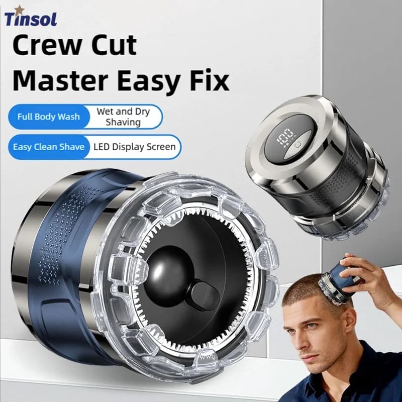 TINSOL Tagliacapelli Elettrico da Uomo con Display LED e Lunghezza Regolabile 5-7-9mm, Clipper per Taglio Capelli Fai-da-Te