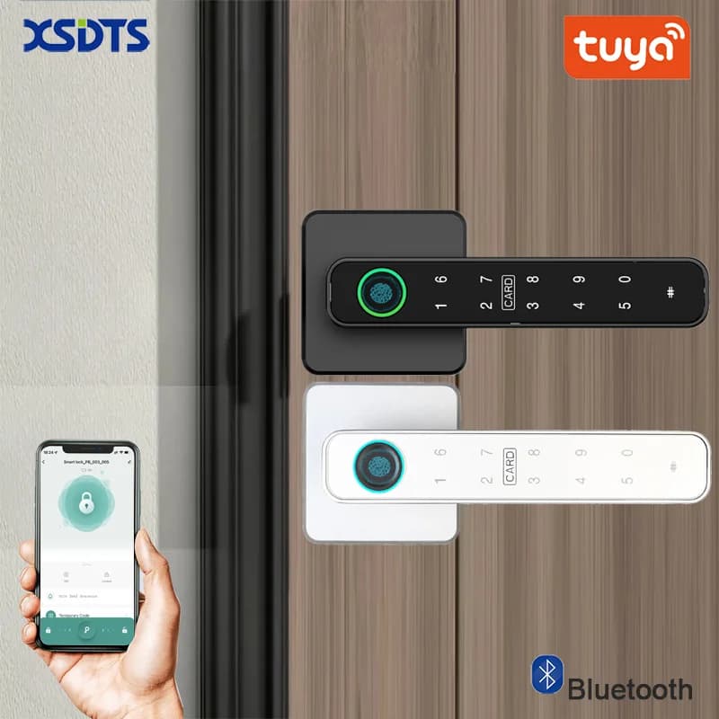 XSDTS Smart Door Lock Tuya Maniglia Impronte digitali Key card Serratura digitale Tastiera Chiave Ingresso serratura elettronica Casa Casa Appartamento