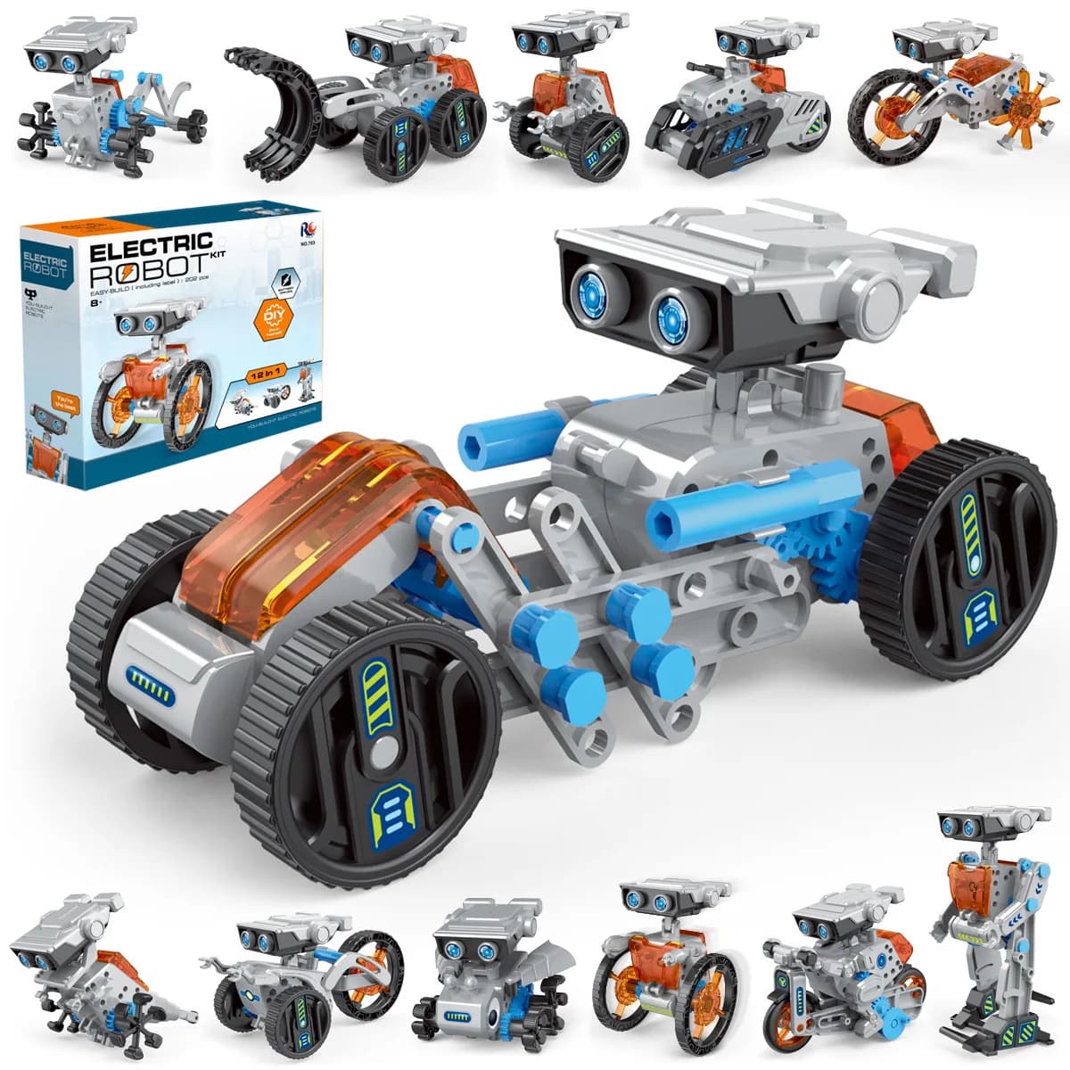 12 in 1 Esperimento scientifico Robot solare Giocattolo Costruzione fai-da-te Strumento di apprendimento alimentato Robot educativi Kit di gadget tecnologici