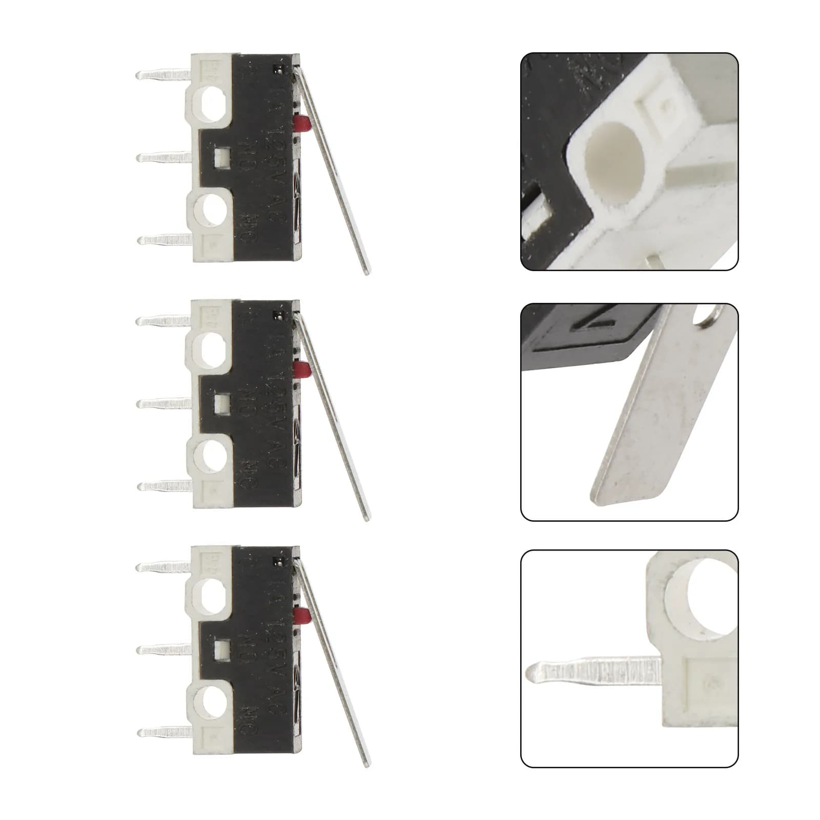 5Pcs Micro Electric Switch 3 Long Hinge Lever Momentary Push Button for Home Appliance Mouse Business Machine Communication