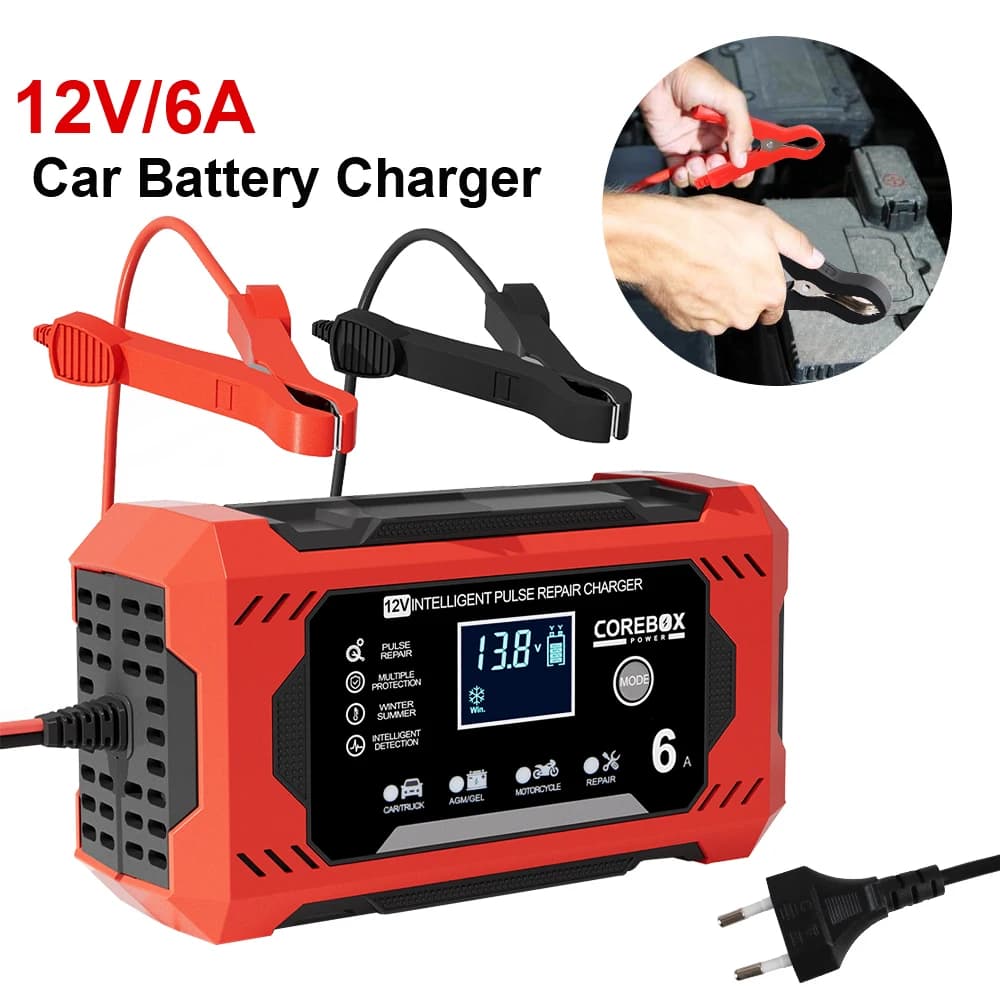 Ricarica della batteria per riparazione a impulsi 12V/6A multifunzionale intelligente ad alta potenza per caricabatteria per auto intelligente per camion SUV per moto