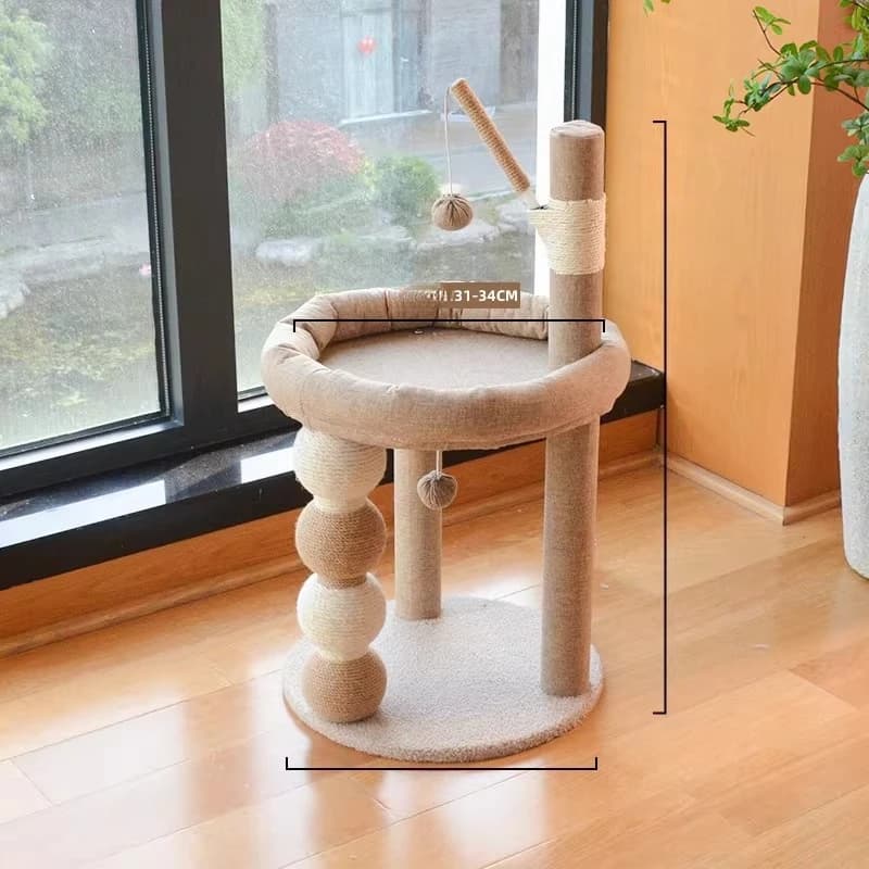 Torre per Gatti in Legno con Scale, Tiragraffi, Tappetino Tiragraffi, Scaffali per Arrampicata, Arredamento di Lusso per Gatti