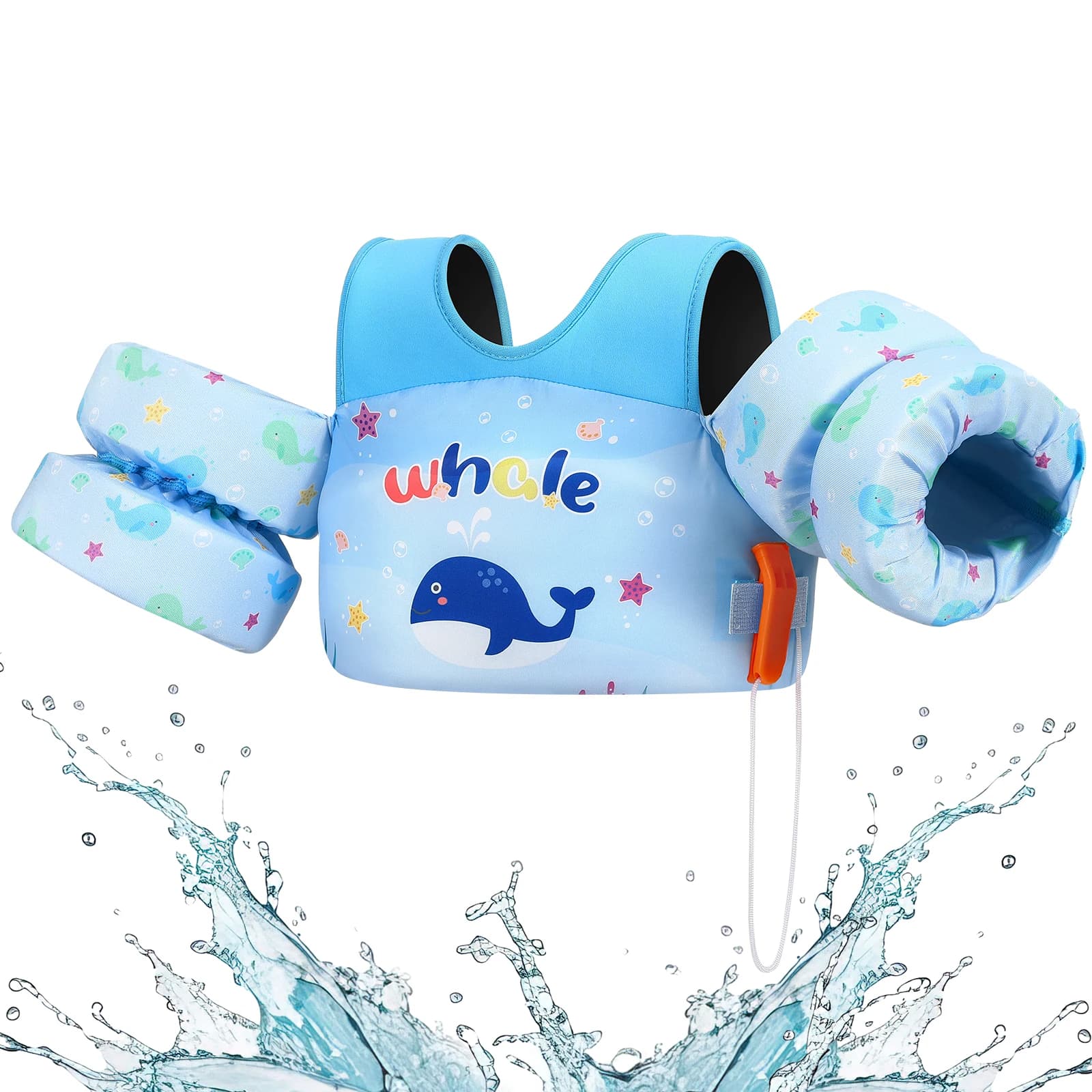 Gilet Galleggiante per Bambini con Bracciali Galleggianti, Giubbotto di Salvataggio Sicuro, Attrezzatura da Nuoto per Bambini, Bracciali Galleggianti in Schiuma, Giocattoli da Piscina, Giubbotto di Salvataggio