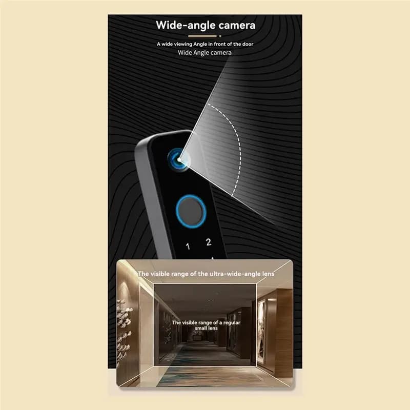 【RECOMMEND】 Impronta digitale RFID Password abilitata Tuya Wifi Smart Door Lock con accesso alla telecamera incorporata Spioncino di sicurezza scorrevole Doo