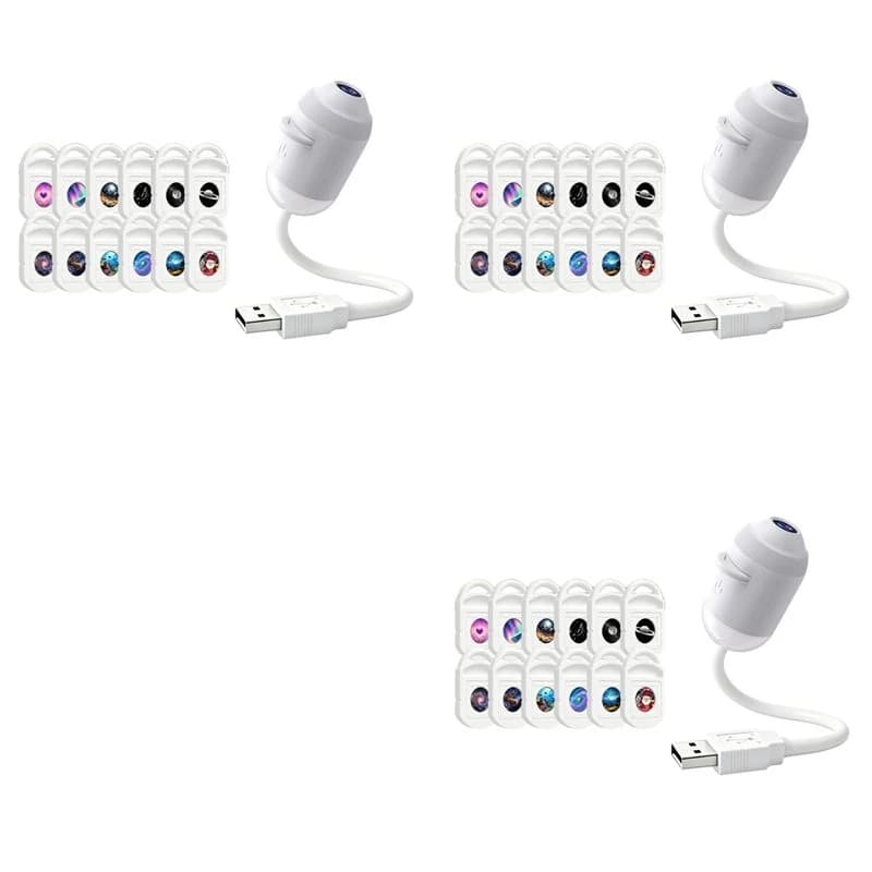 ABVT-3X 12 In 1 USB HD Galaxy Star Projection Lamp Night LED Atmosphere Light Plug & Play Star Projector LED Nightlight Lamp