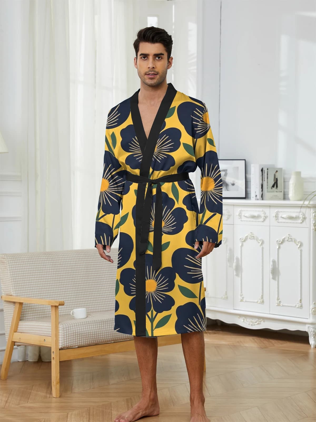1pcs Men's Robes 2026 Spring/Summer Funny pajamas Graphic Robes 3D Printed Breathable Bathrobe man Shower robe robe