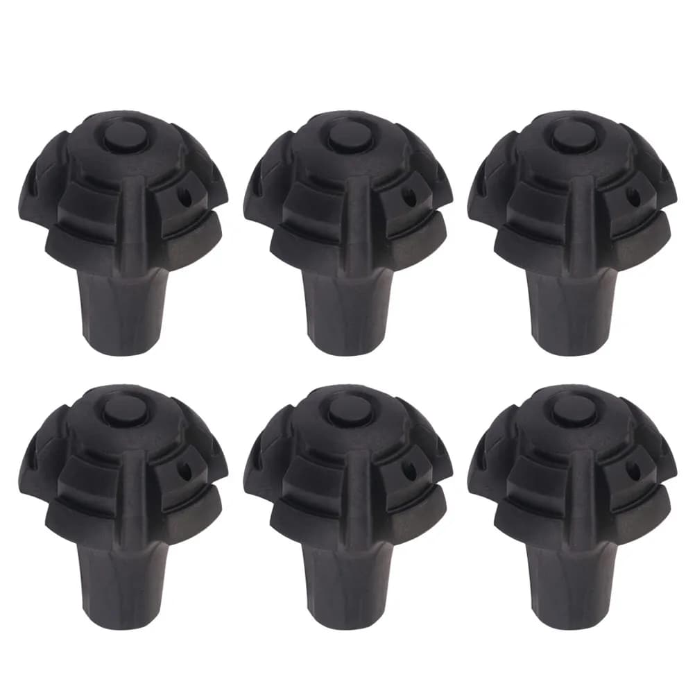 6 pieces of slipcovers for trekking poles, black round protectors for hiking sticks, Tpr material resistant for outdoor walks and camping