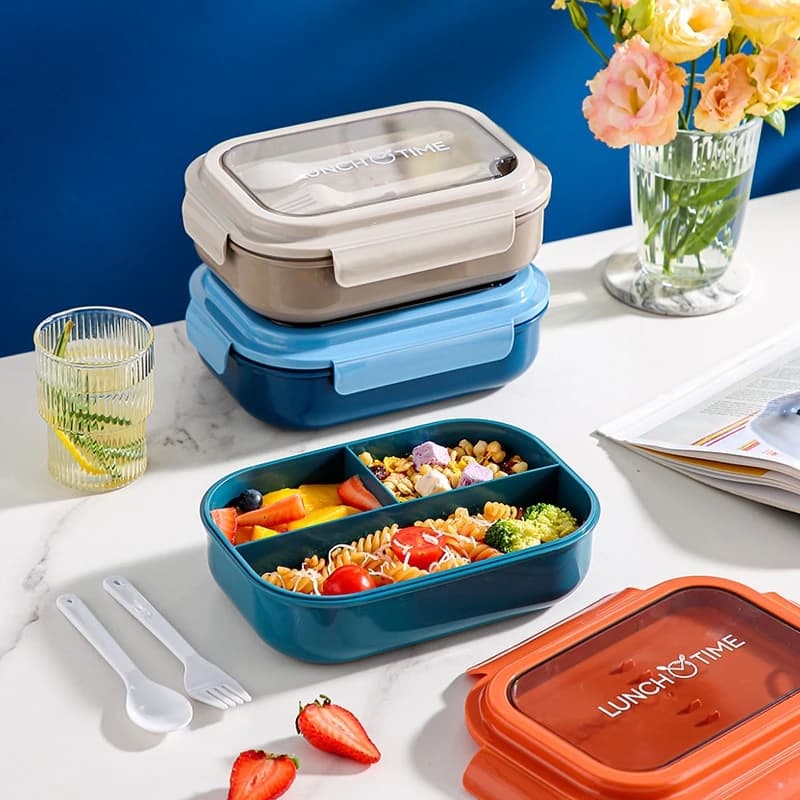 Scatola per il pranzo Bento in plastica sicura per microonde con coperchi a tenuta stagna Contenitori per la preparazione dei pasti compartimentati Ufficio Scuola Uso domestico