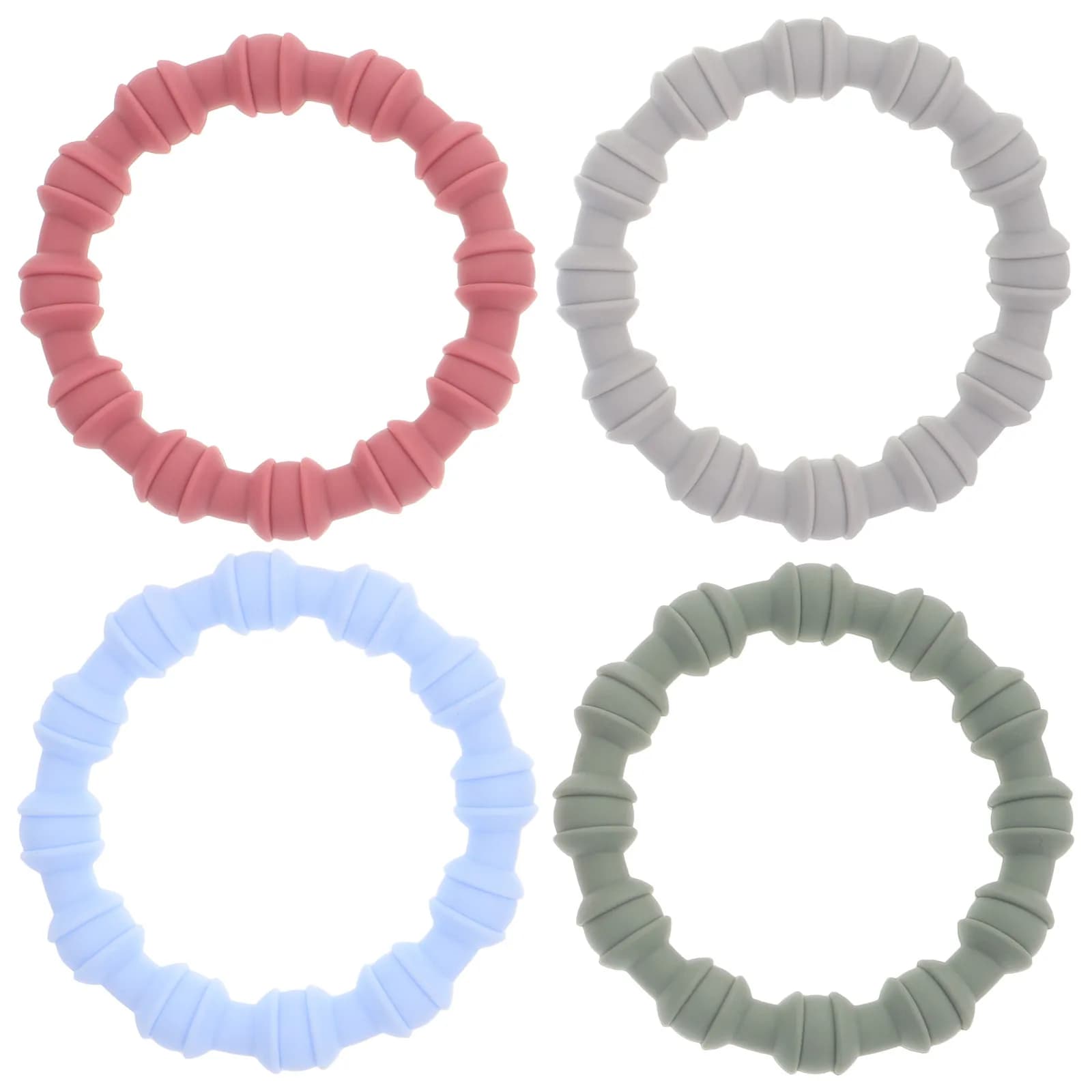4Pcs Silicone Teether Bracelet Soft Soothes Gums Baby Chew Wearable Infant Newborns Safe Reliable Easy Maintenance