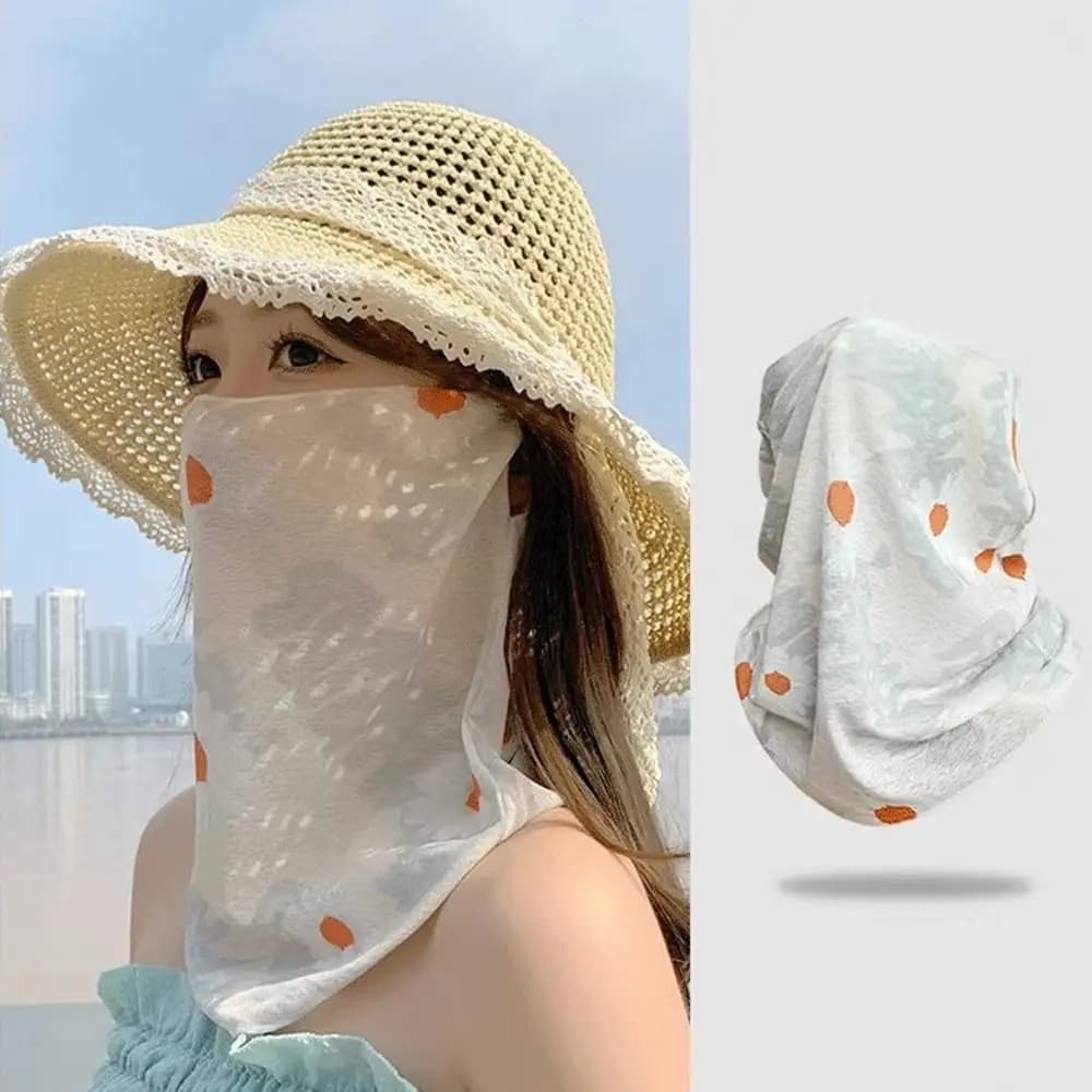 Maschera Traspirante da Donna con Stampa Floreale, Sottile, Protezione Solare, Rinfrescante, con Elastici per le Orecchie