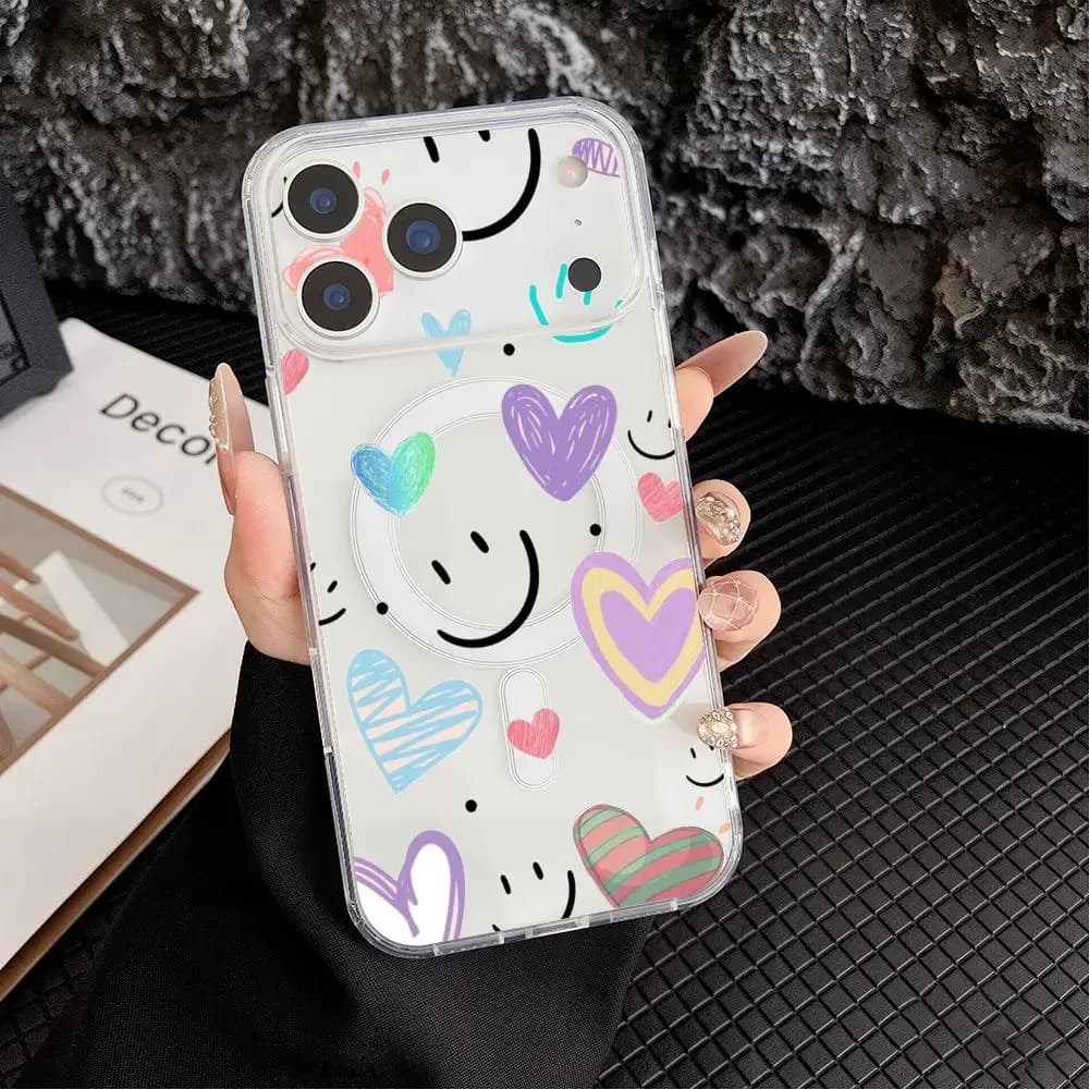 H-Heart Symbol Phone Case Ultra Thin Magnetic Clear Case for iPhone 17 16 15 14 13 12 11 Pro Max Cover