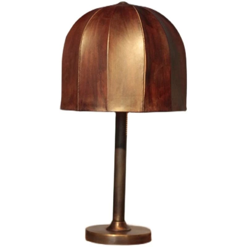 Lampada da tavolo di nicchia artistica retrò in ottone a 12 bordi in pelle bovina, caffè, villa, soggiorno, scrivania, comodino, bar