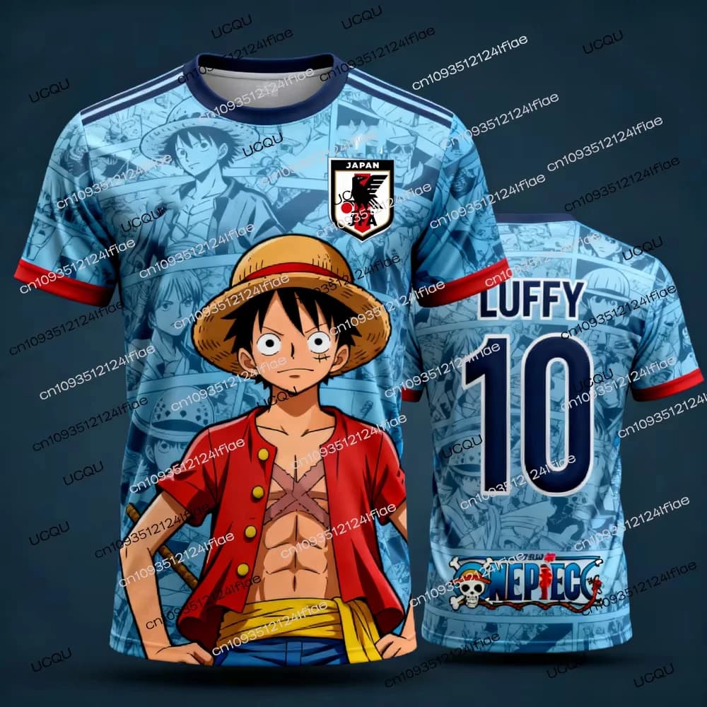 Maglia da Calcio Uomo One Piece Luffy Giappone 2026 - T-shirt Casual Sportiva ad Asciugatura Rapida