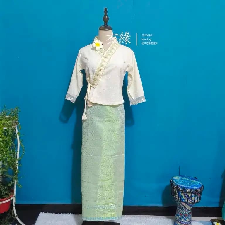 Women Thailand Myanmar women Dai clothing Dai Ethnic Costume Performance Dance National Costume Thai Style dress set