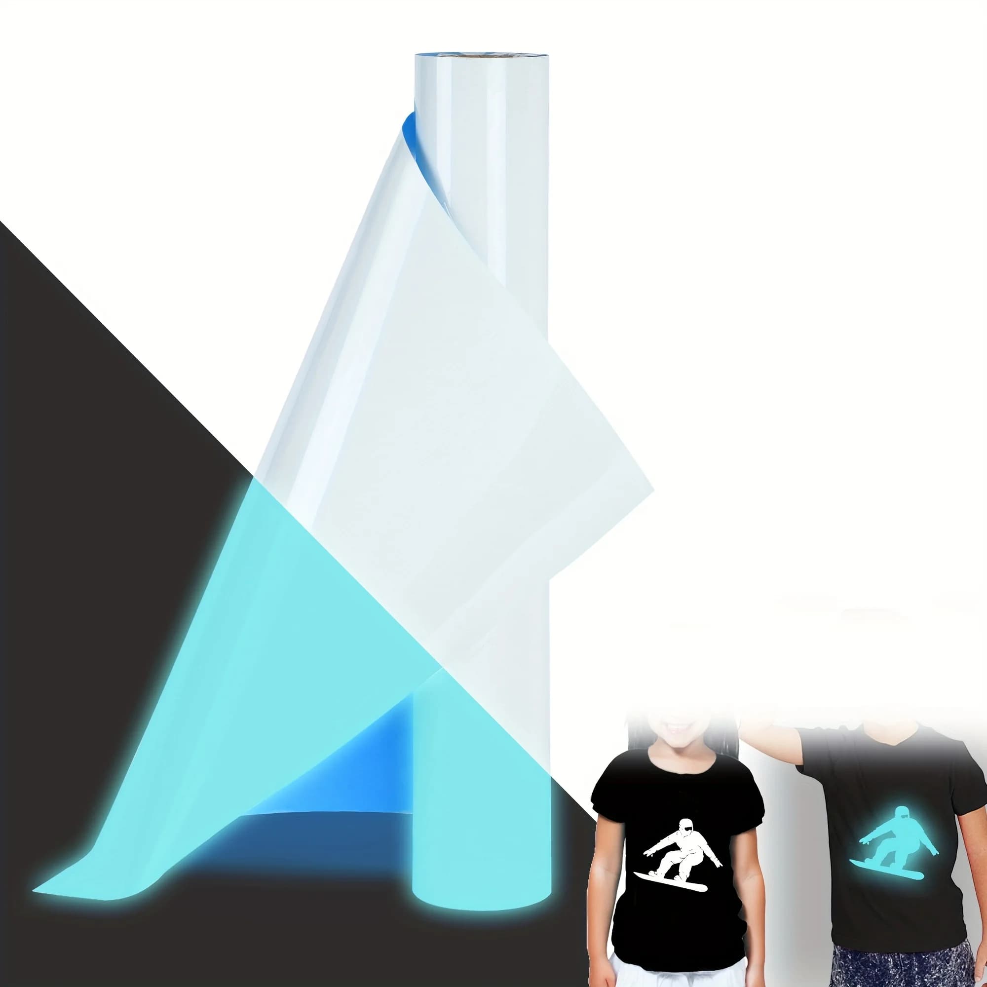 12" X 5ft Glow In The Dark HTV, Heat Transfer Vinyl For T Shirt, PU Elastic Vinyl, Iron On Vinyl For All Cutter Machine