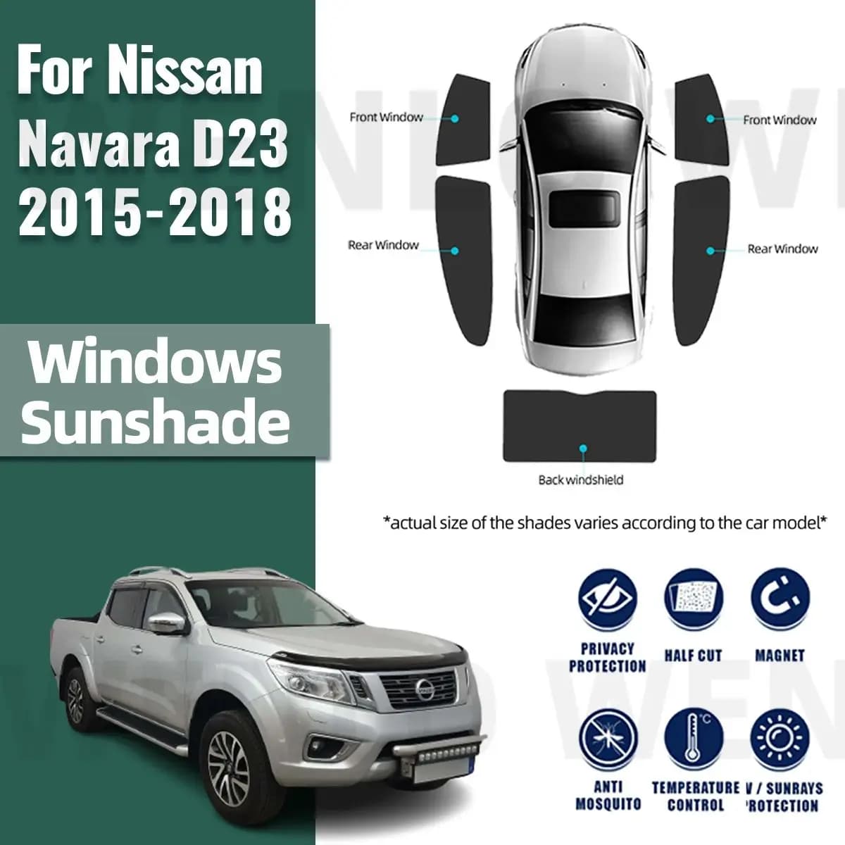 Per Nissan Navara D23 Frontier NP300 2015-2023 2024 Finestra di Automobile Parasole Protezione Uv Auto Tenda Tenda Da Sole Visiera Net Mesh