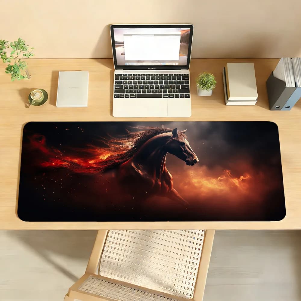 Tappetino per mouse Fire Horse antiscivolo con bordo bloccabile, tappetino da scrivania per PC, accessori per laptop, tappetino in gomma per ufficio, tastiera, tappeto XXL per giochi