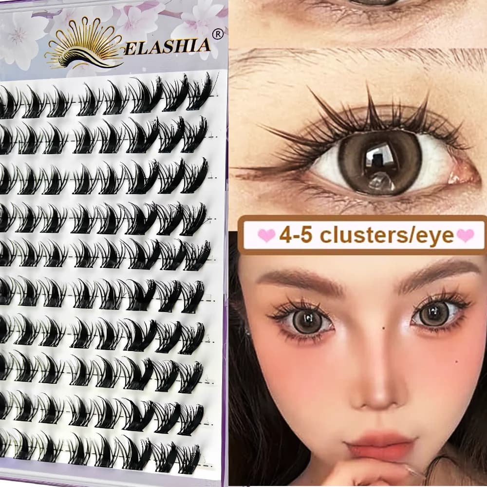 Ciglia finte autoadesive senza colla Voluminose Soffici Spesse Curling naturale Estensione ciglia girasole a forma di W Occhi Manga fai da te