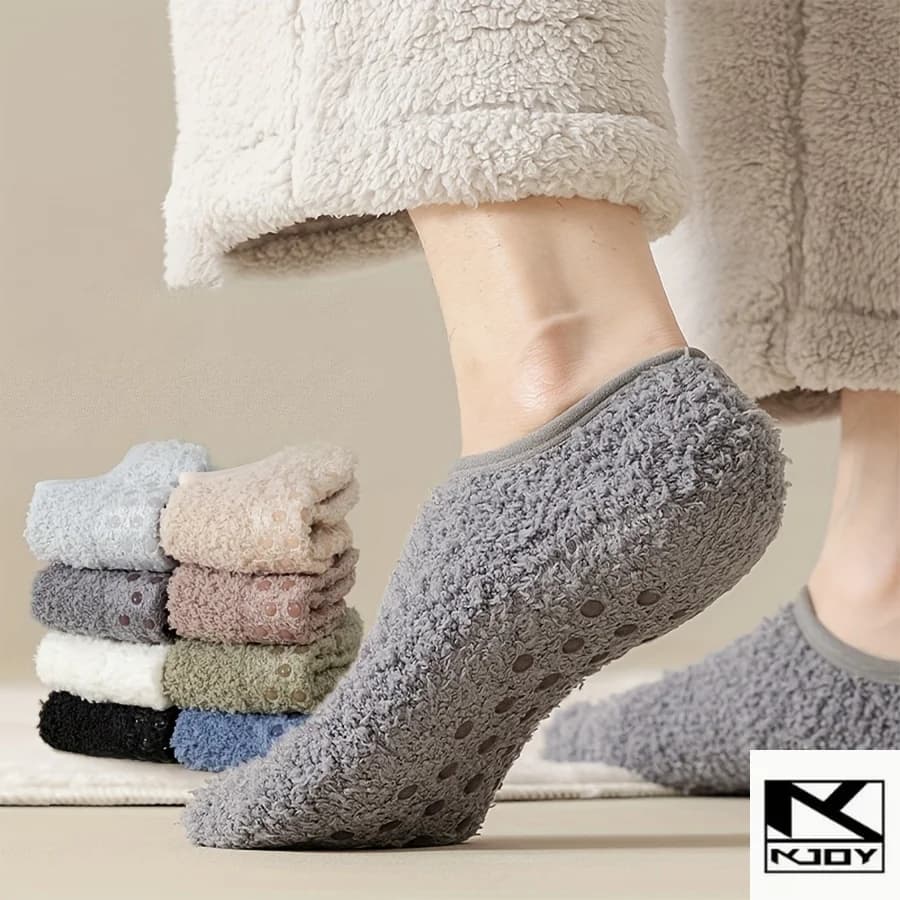 kkjoy Thick Thermal Socks Elastic Cuff Anti Slip Men Home Socks