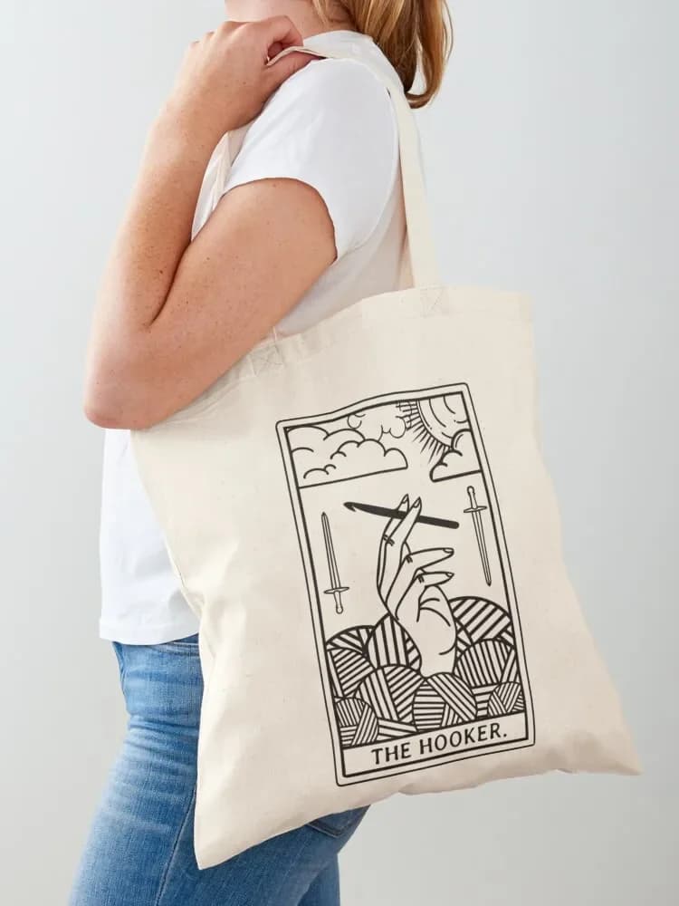 Borsa tote in tessuto The Original Hooker Tarot Card - Outline Edition, personalizzabile per la spiaggia