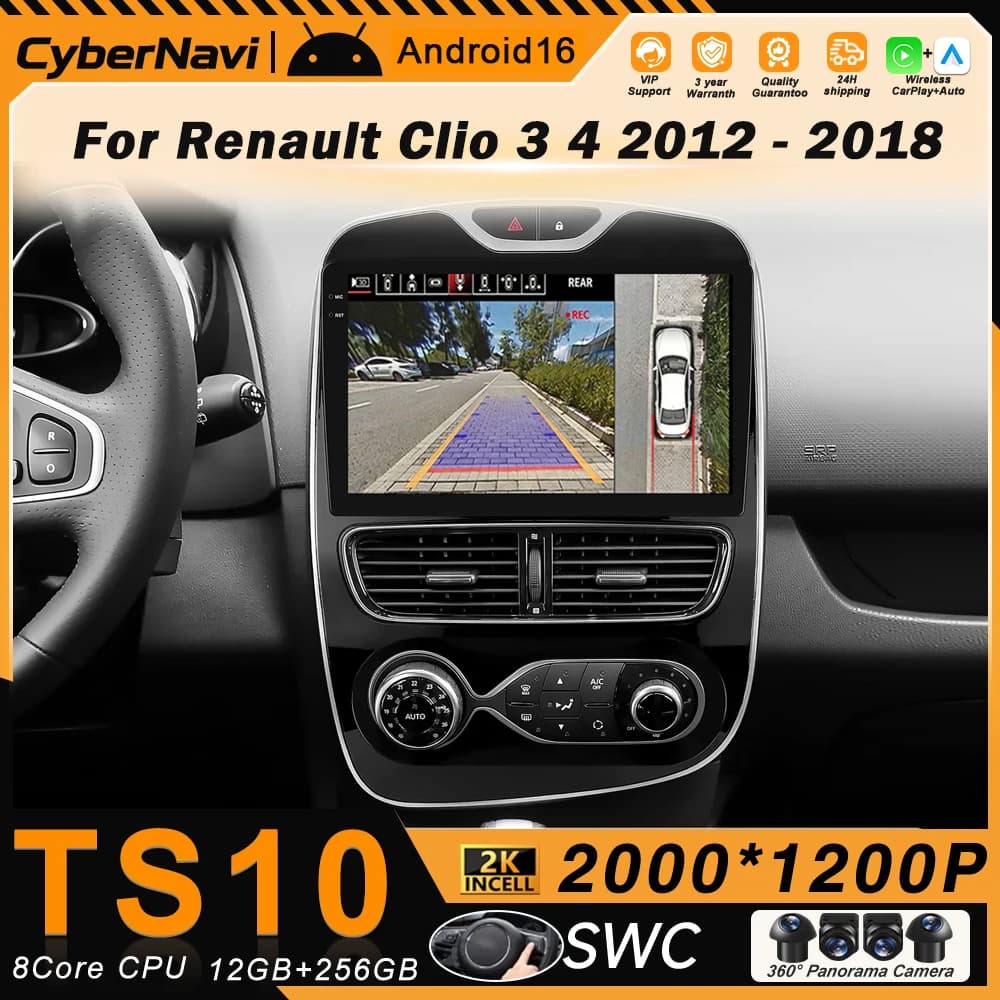 Autoradio Carplay Stereo GPS QLED per Renault Clio 4 BH98 KH98 2016-2019, Lettore Multimediale Video con Schermo, NO 2din Head Unit