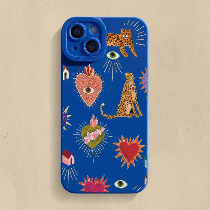 Floral Leopard Eyes Phone Case For Samsung Galaxy S26 S25 Ultra S24 S23 PlusA35 A36 S21 S22 A55 A56 A16 A53 A54 Anti-fall Cover