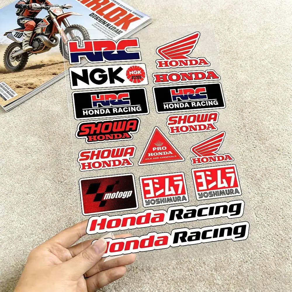 Reflective Honda motorcycle stickers, waterproof vinyl decals for helmet, tank and bike