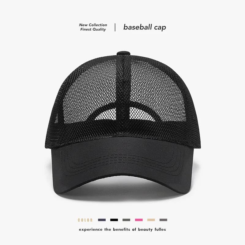 Summer European and American baseball cap for women, outdoor sun-shading breathable casual travel hiking mesh cap
