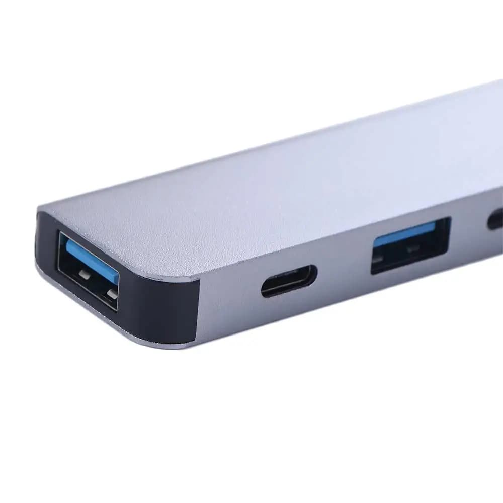 Hub dock di espansione da 1 a 7 tipo C Interfaccia multipla Splitter USB multifunzionale 7 in 1 Docking station tipo C grigia in lega di alluminio