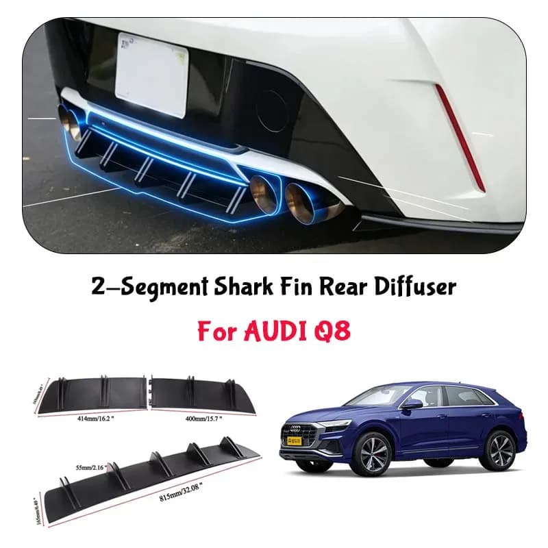 For AUDI Q8 Shark Fin Rear Diffuser Split Chassis Spoiler Auto Aerodynamic Parts Aerodynamic Modification