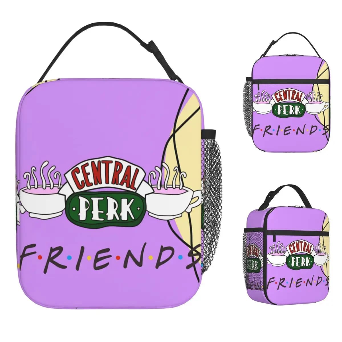 Friends TV Show Borsa per il pranzo Scatola per il pranzo Kawaii per le donne Borsa termica portatile per picnic all'aperto Borse termiche con stampa Oxford