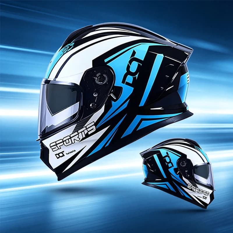 Men's Motorcycle Full Face Helmet, Dual‑Visor Full Coverage, 4‑Season Street Bike Scooter Cruiser Retro Helmet for Men & Women